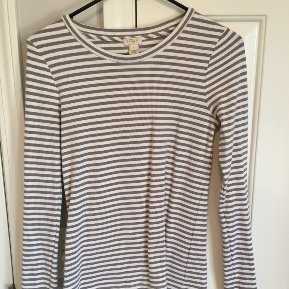 Casual gray and white striped top